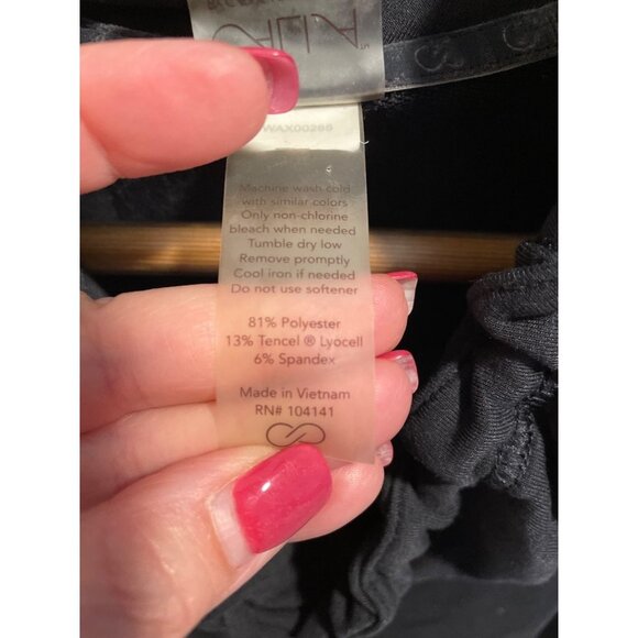 Calia Black Long Drawstring Neck Pullover Sleeveless Tunic Top Sz L - Picture 6 of 9